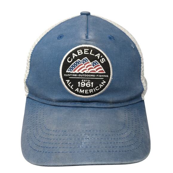 Cabela's All American Estd. 1961 Trucker Hat Blue One Size Adjustable Mesh Back - Picture 1 of 9